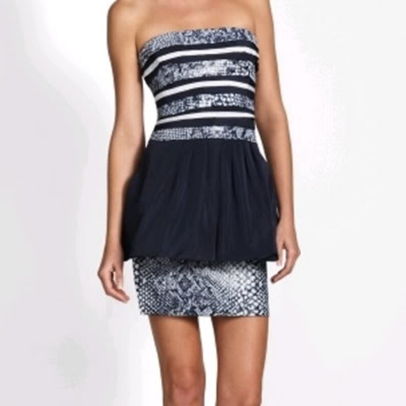 BCBGMAXAZRIA Peplum Strapless Dress Size 6 - Picture 2 of 5